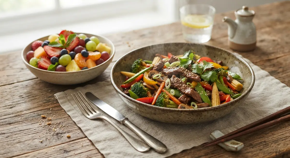 Leftover Beef Stir-Fry + Fruit
